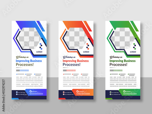 Creative business agency Rack card design or Roll up banner template. Modern Roll up Banner Design Template.