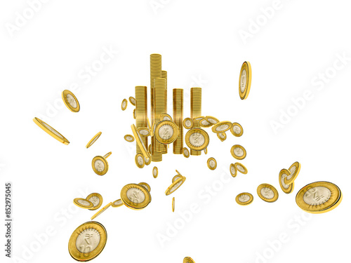 Gold coin indian rupee .Gold rupee coins. Indian money, stacked golden coins. Rupee cash, currency isolated on white background vector icons.