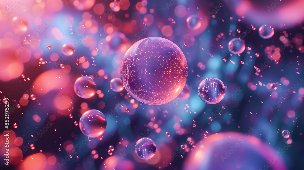 Burbujas Flotantes En Fondo Abstracto De Colores Brillantes Stock