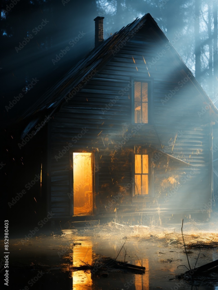 an old house in the woods at night an old house in the woods at night