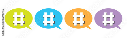 Hashtag icon set. hashtag symbol