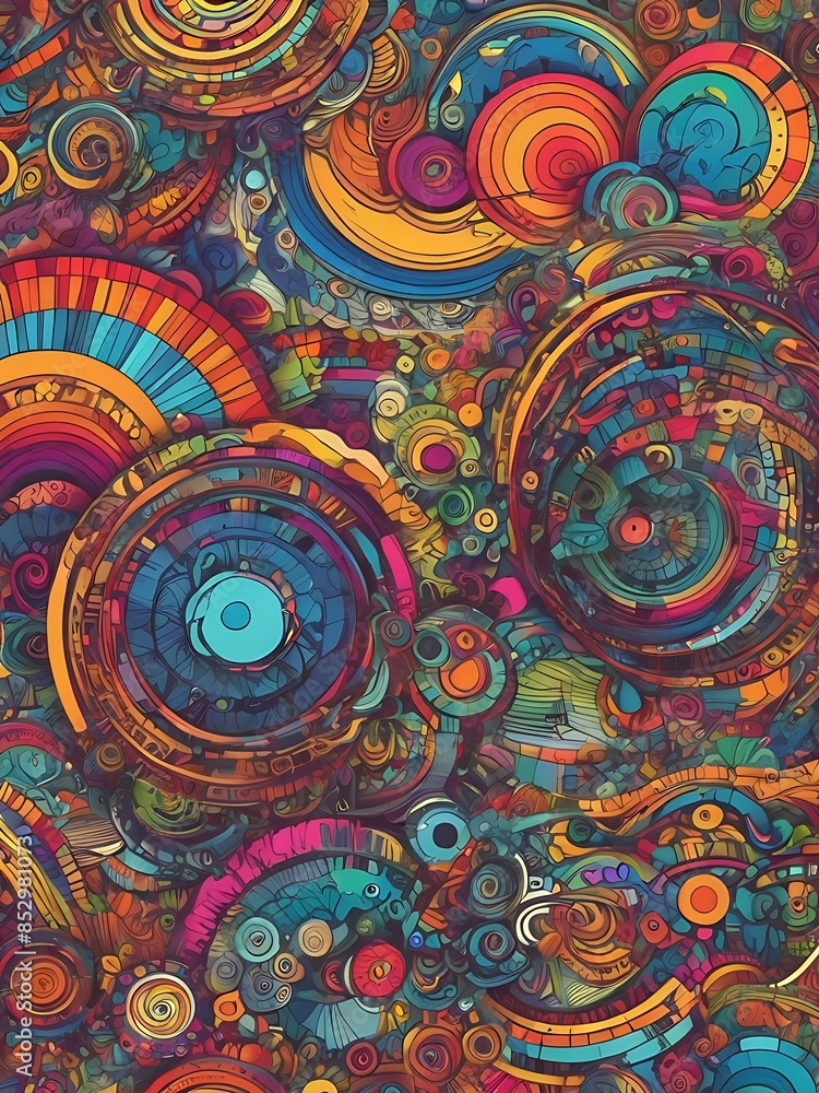 A colorful, abstract painting with swirls and flowers. The colors are bright and vibrant, creating a sense of energy and movement. The painting seems to be inspired by nature, with the flowers A colorful, abstract painting with swirls and flowers. The colors are bright and vibrant, creating a sense of energy and movement. The painting seems to be inspired by nature, with the flowers