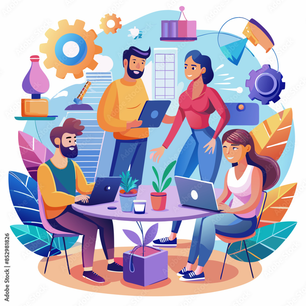 Team of developers working on a project Team of developers working on a project