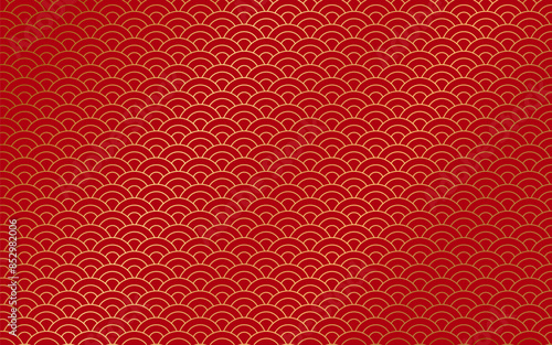 Abstract wallpaper with scales. Red half-circular pattern. Background and wallpaper red design style. Chinese New Year.