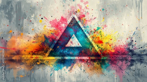 Colorful paint splashes arranged in an elegant triangle shape