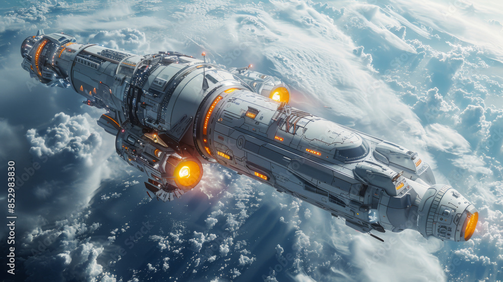 Spaceship illustration with space for your text in cartoon style Spaceship illustration with space for your text in cartoon style