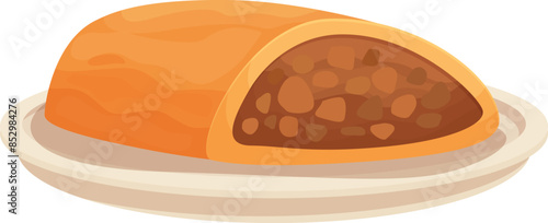 Delicious empanada with a golden brown crust, filled with savory ingredients, is presented on a plate