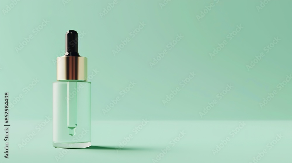 Realistic photo of serum bottle with dropper on white solid background Realistic photo of serum bottle with dropper on white solid background