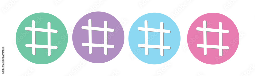 Fototapeta premium Hashtag line icon set. Trending topic vector icon for UI designs.