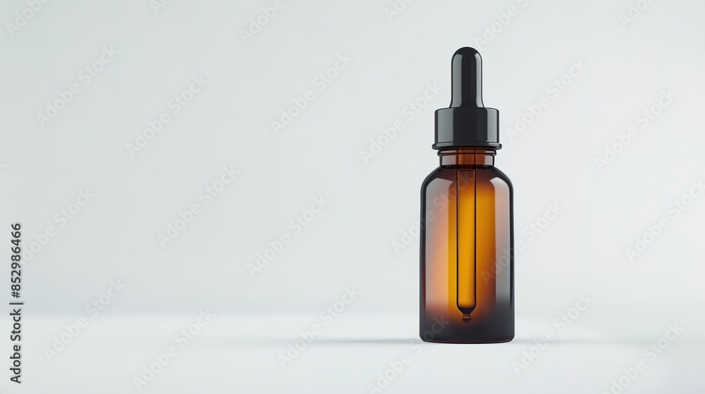 Serum bottle with dropper set against a solid color Serum bottle with dropper set against a solid color