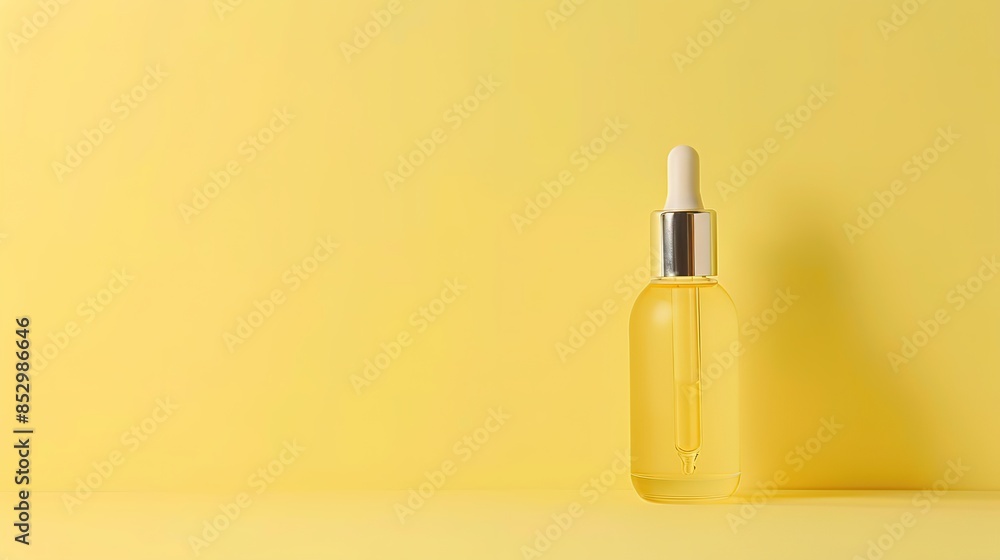 Serum cosmetic product with dropper against a solid color Serum cosmetic product with dropper against a solid color