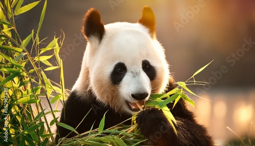 Panda frisst Bambus photo