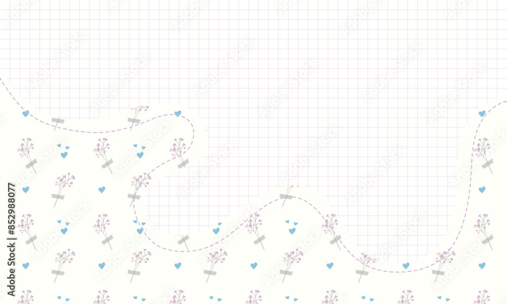 Cute kawaii pastel floral poster background Cute kawaii pastel floral poster background