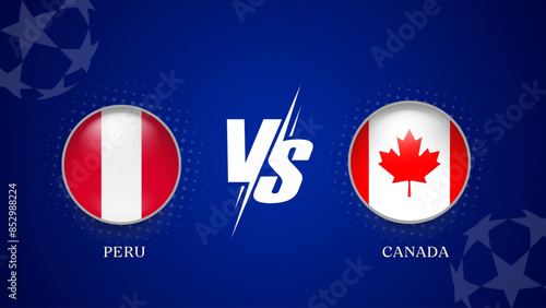  peru vs canada broadcast template for sports Copa America 2024. vector illustration