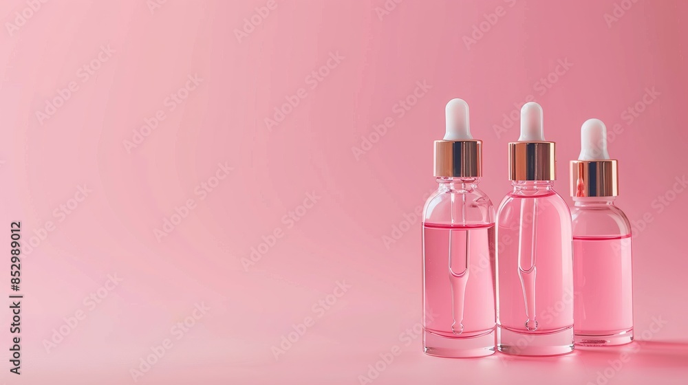 Serum cosmetic set with dropper solid clean background Serum cosmetic set with dropper solid clean background