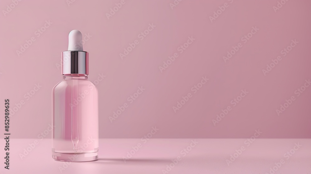Serum with dropper on a solid light background Serum with dropper on a solid light background
