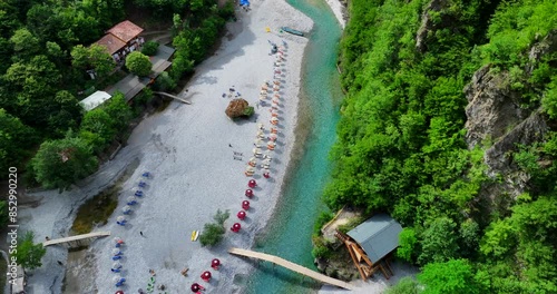 Aerial view of Shala River Canyon in Shkoder, northern Albania.  photo