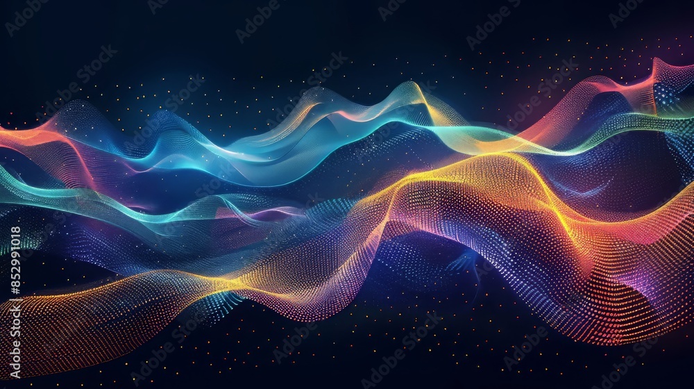 Fototapeta premium Abstract Colorful Waves on Dark Background