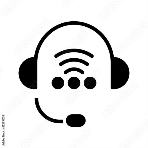 Vector headphones icon. Black symbol silhouette isolated on modern gradient background.