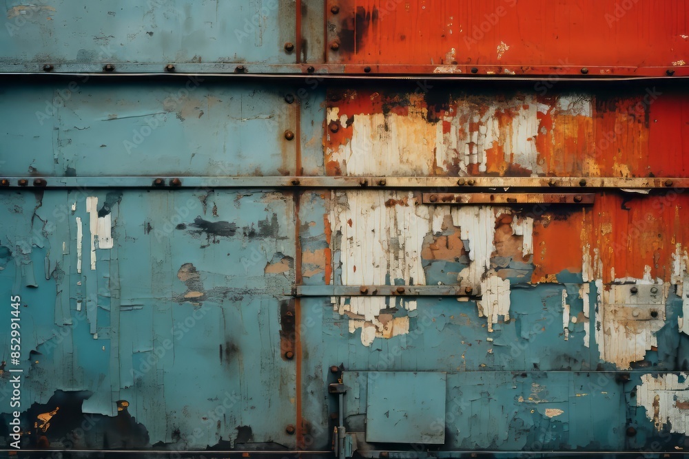 an old rusty wall with paint peeling off of it an old rusty wall with paint peeling off of it