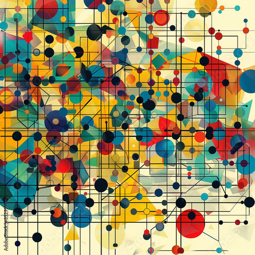 Abstract colorful geometric grid pattern background with circles