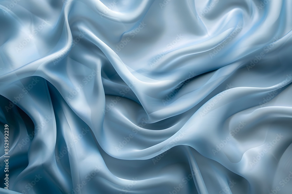 Fototapeta premium Exquisite pastle blue material with smooth wavy texture