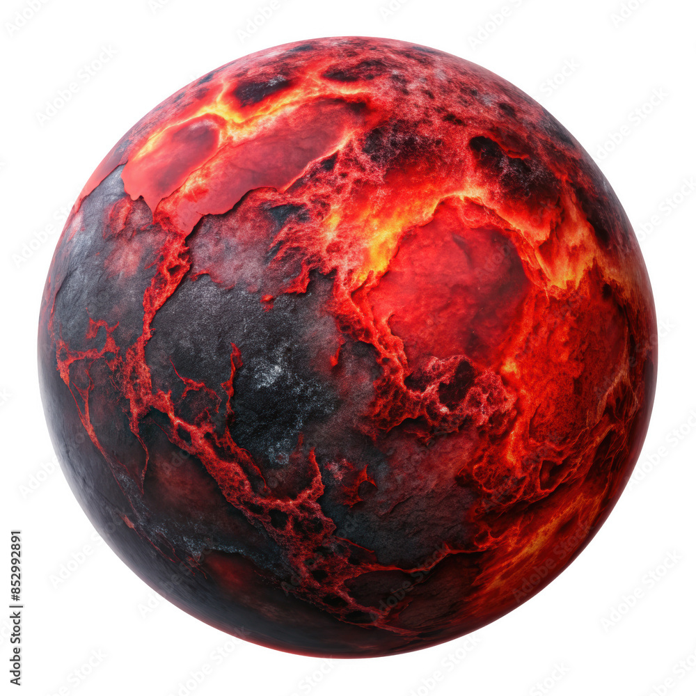 Molten Lava Planet Illustration with fiery red and orange colors ...