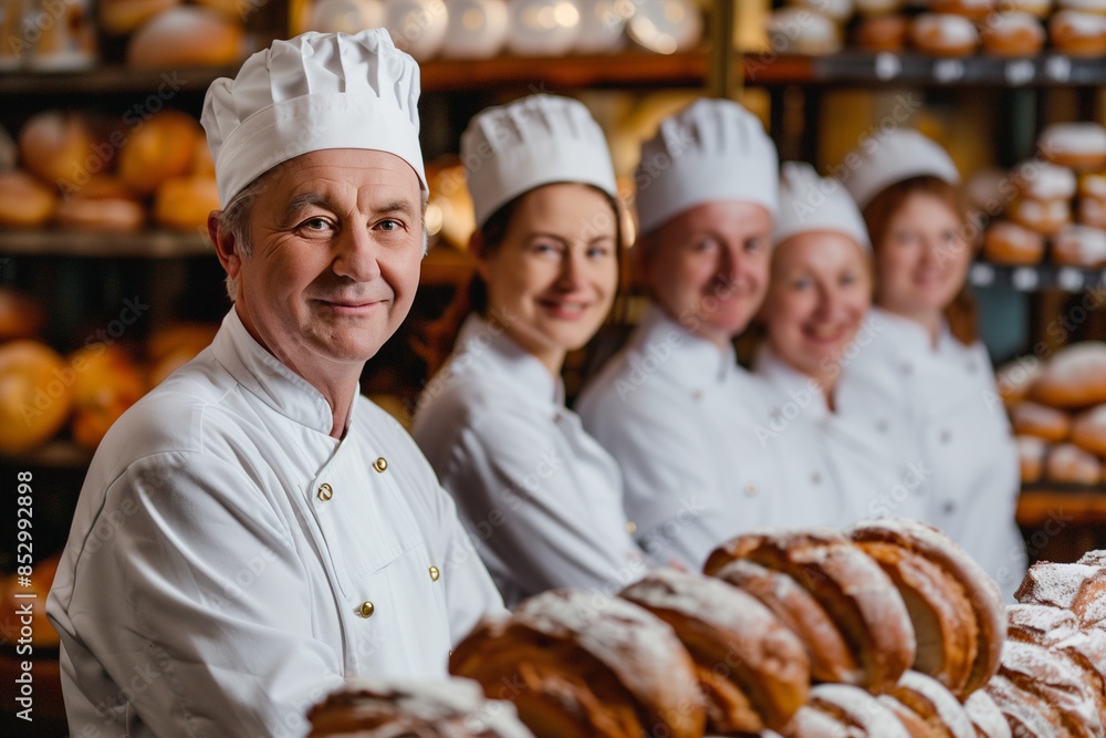 Photography team of irish bakers in a traditional bakery with artisan products.
Photography team of irish bakers in a traditional bakery with artisan products.
