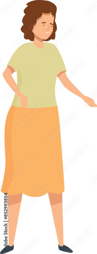 Young woman gesturing standing smiling character design illustration Young woman gesturing standing smiling character design illustration