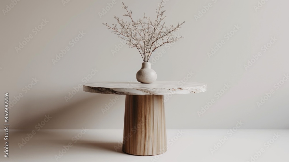 Minimalist Interior Design with a Marble Table and Dried Flowers Minimalist Interior Design with a Marble Table and Dried Flowers