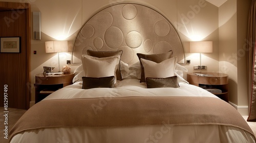 Wallpaper Mural Elegant hotel bedroom with plush bedding, soft lighting, and luxurious decor, offering comfort and relaxation for a soothing stay. Torontodigital.ca