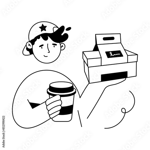 Delivery Service Hand Drawn Mini Illustrations 
