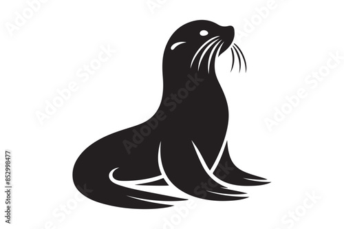 Sea lion silhouette vector art illustration