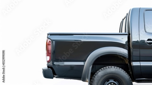 Black Pickup Truck Isolated on White Background