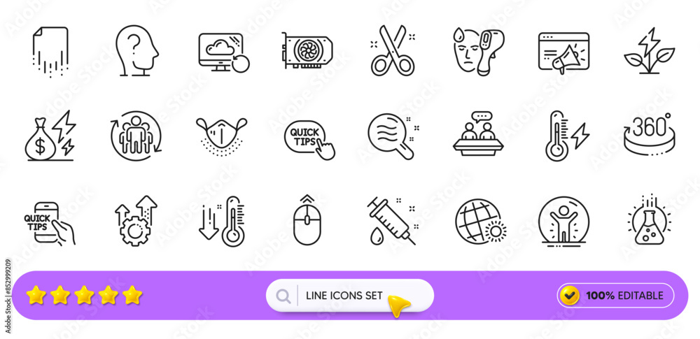 Low thermometer, Swipe up and Teamwork line icons for web app. Pack of Education, Seo marketing, Electricity power pictogram icons. Quick tips, World weather, Medical mask signs. Search bar. Vector Low thermometer, Swipe up and Teamwork line icons for web app. Pack of Education, Seo marketing, Electricity power pictogram icons. Quick tips, World weather, Medical mask signs. Search bar. Vector