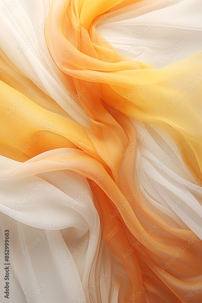 Obraz premium an orange and white background with a flowing fabric