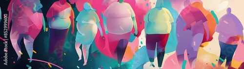 Obesity and health concerns visualized with bold abstract patterns