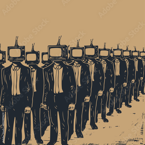A mans with a TV instead of a head, vector illustration