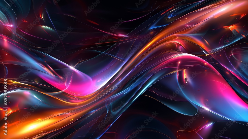 Naklejka premium Abstract Neon Waves