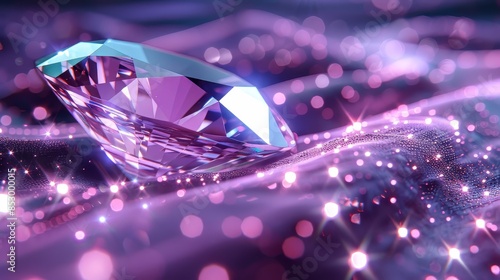 Purple Diamond on Glittering Surface photo