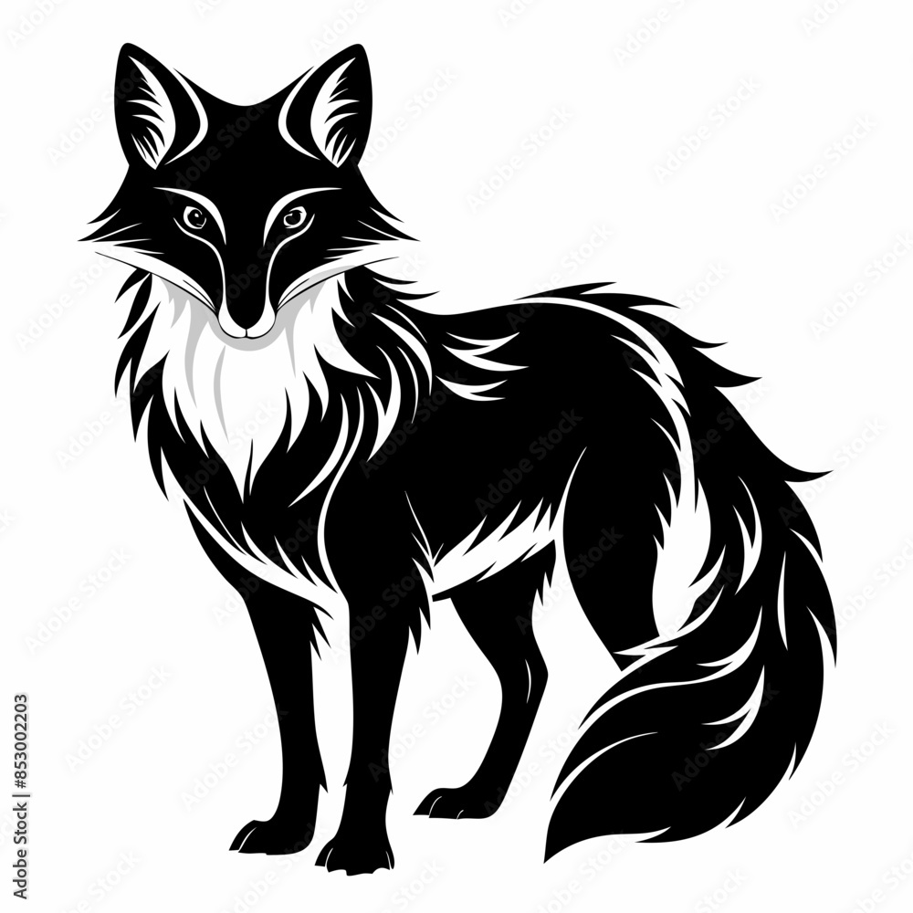 Fox Vector Art Illustration Black And White Fox Vector Art Illustration Black And White