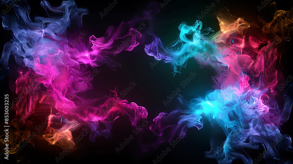 Colorful Neon Smoke: Dynamic Abstract Background Colorful Neon Smoke: Dynamic Abstract Background
