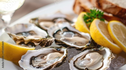 Fresh oysters served with lemon bread and butter