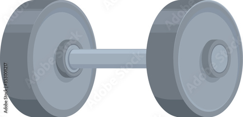 Grey metallic dumbbell isolated on white background, promoting healthy lifestyle and strength training