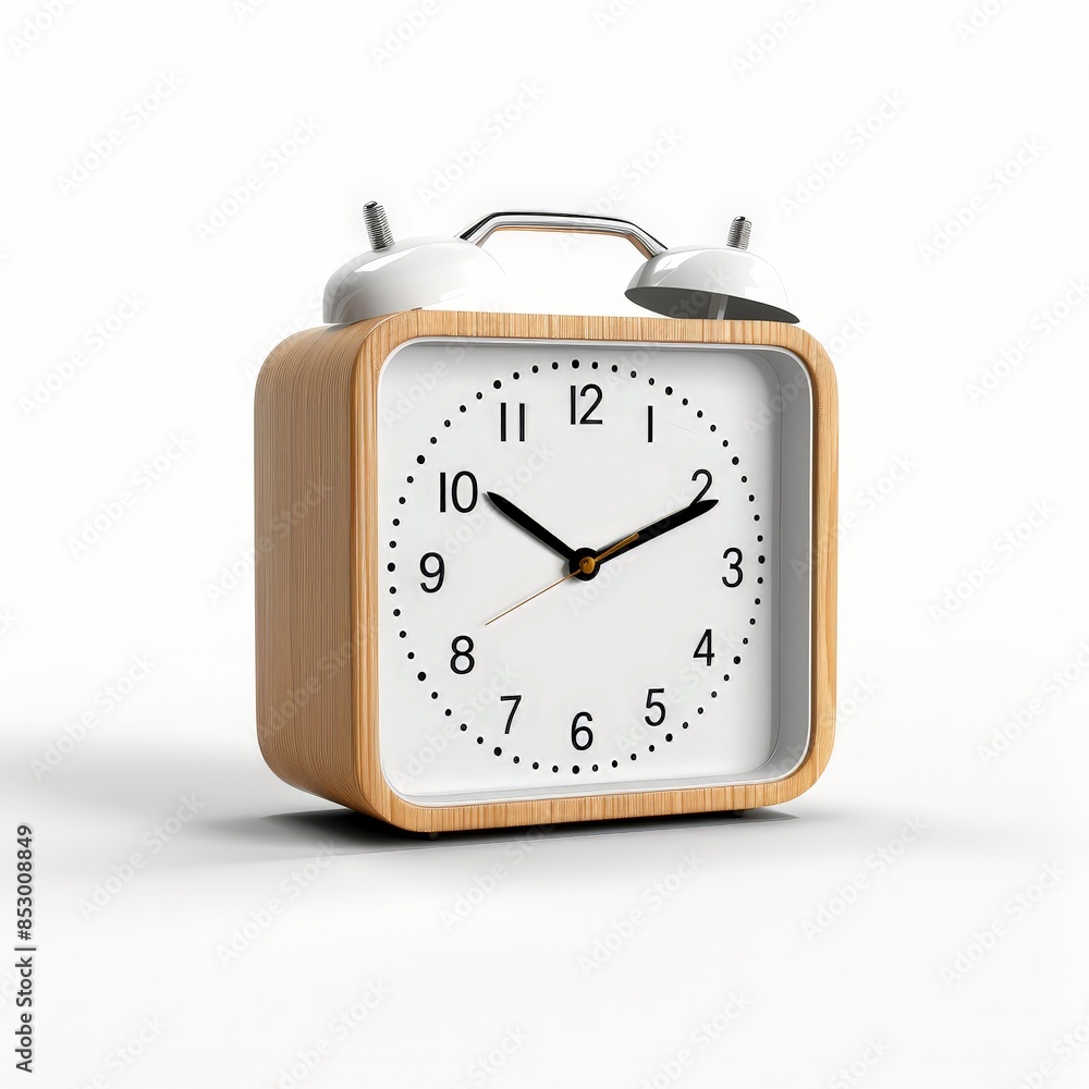 Elegant Desk Clock on White Background, High Resolution Realistic Iconic Timepiece for Office Concept Elegant Desk Clock on White Background, High Resolution Realistic Iconic Timepiece for Office Concept