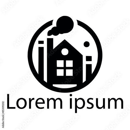 A black industry home logo on white simple background