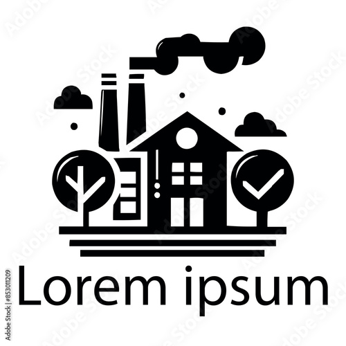 A black industry home logo on white simple background
