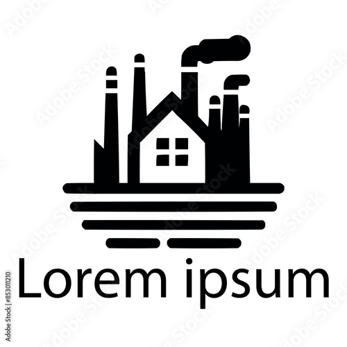 A black industry home logo on white simple background