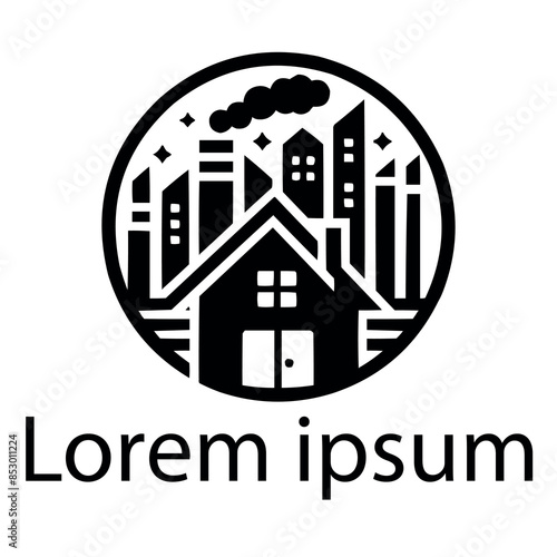 A black industry home logo on white simple background