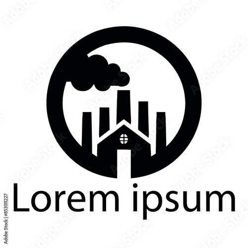 A black industry home logo on white simple background